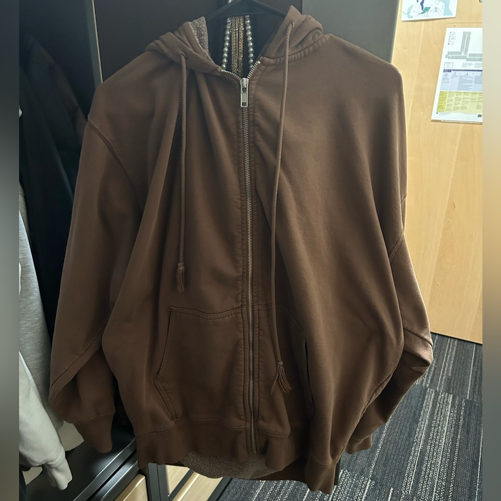 brown oversized john galt zip up jacket